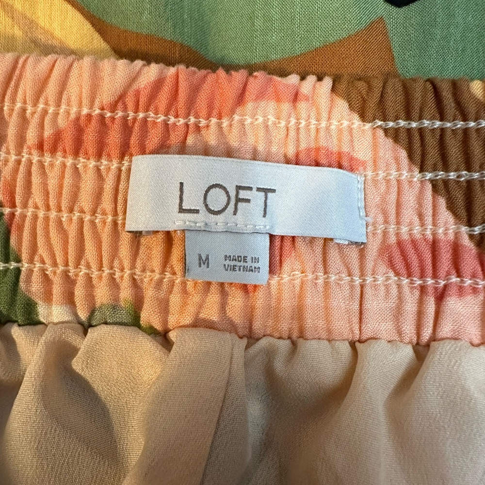 LOFT Palm Smocked Midi Skirt Medium - Picture 3 of 7